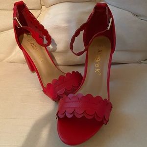 Allegra K. Red high chunky heel